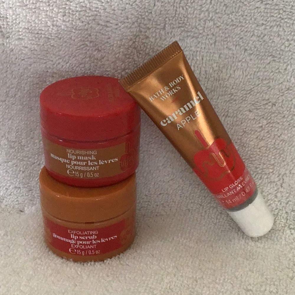 3pc Bath & Body Works lip scrub, mask and gloss Caramel Apple